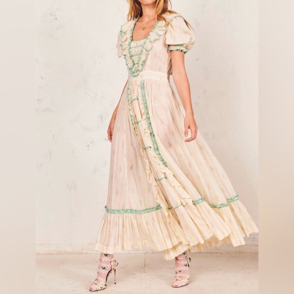 NEW Loveshackfancy Theo Dress Ruffled Cotton Maxi Cottage 4 Freepeople - Picture 4 of 14